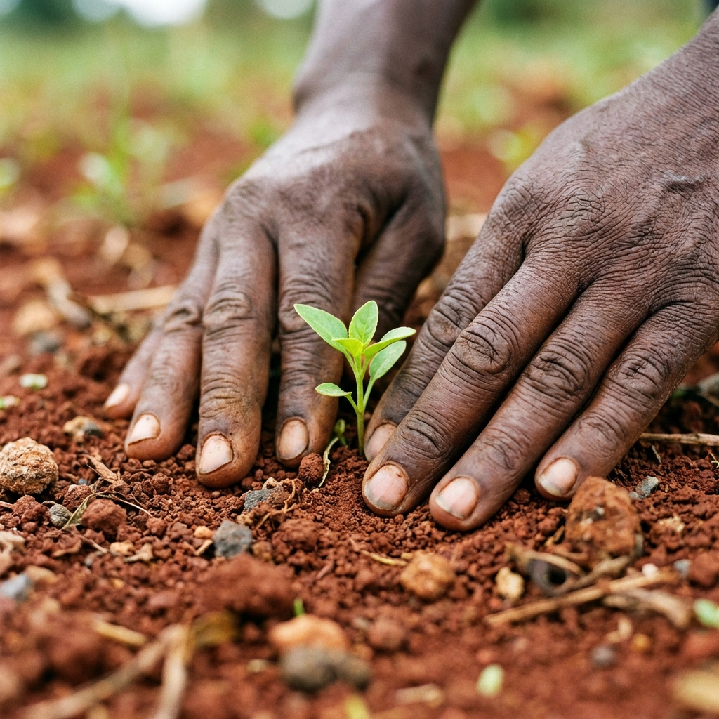 Close up of tree planting